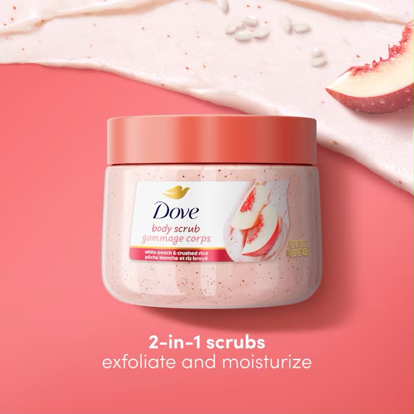 دلّلي بشرتك بلمسة من النعومة مع Dove Body Scrub! 🍑✨