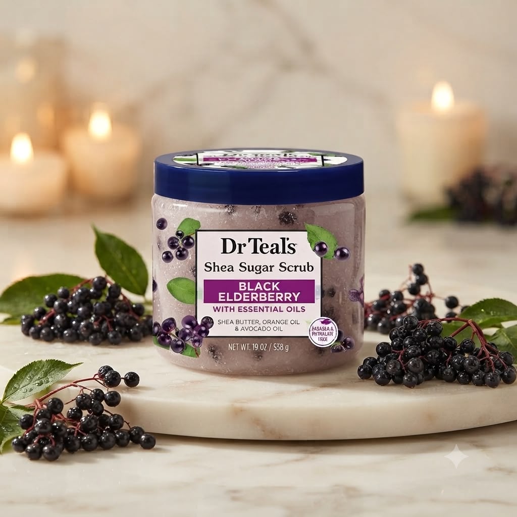 Dr Teal's Shea Sugar Scrub – Black Elderberry