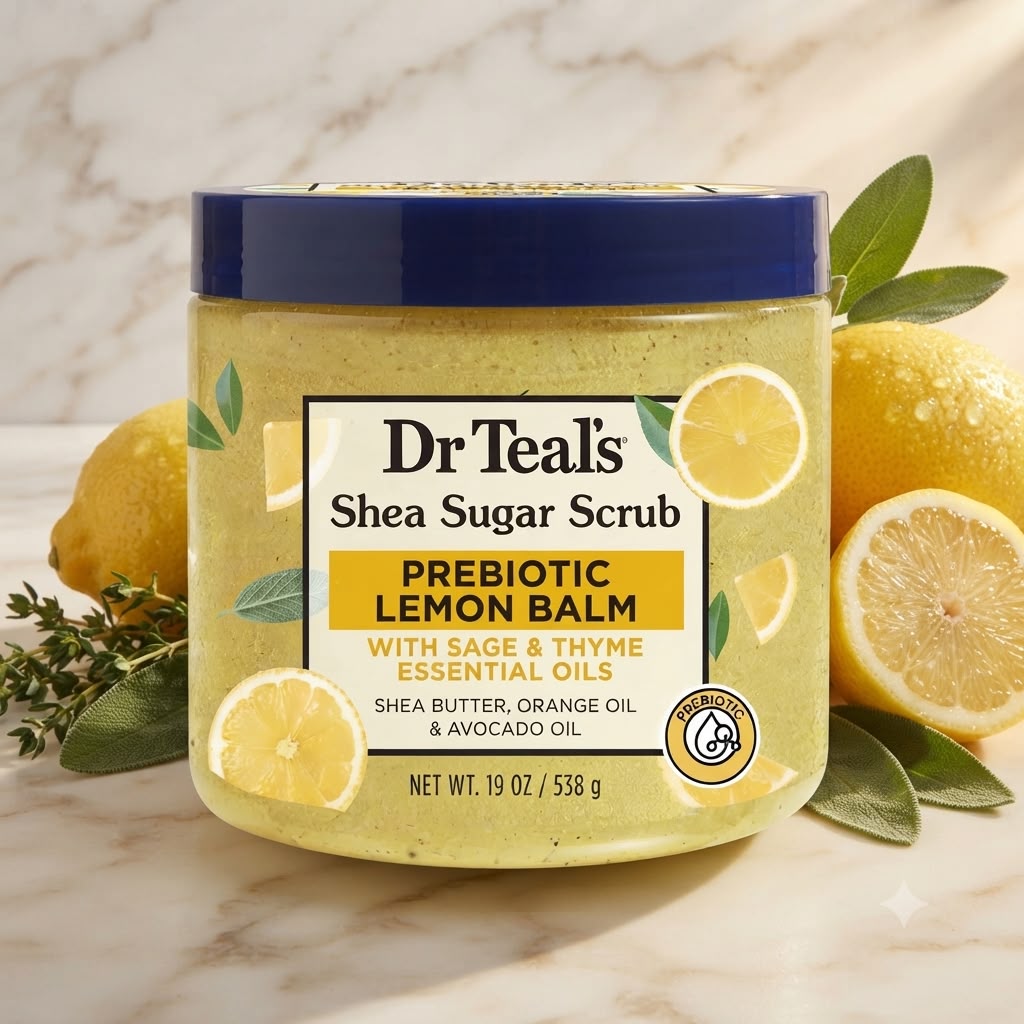Dr Teal's Shea Sugar Scrub – Prebiotic Lemon Balm