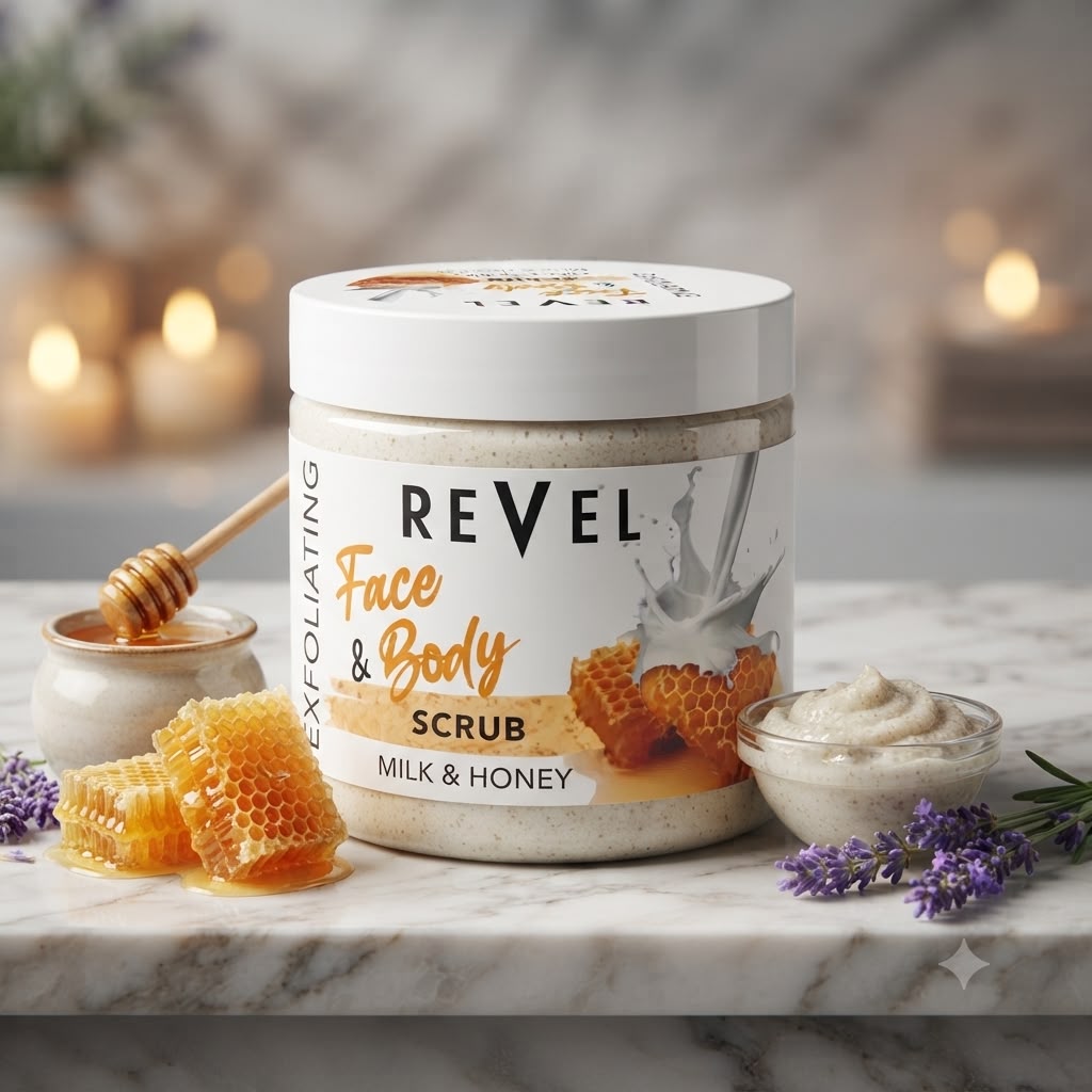 Revel Face & Body Scrub – Milk & Honey