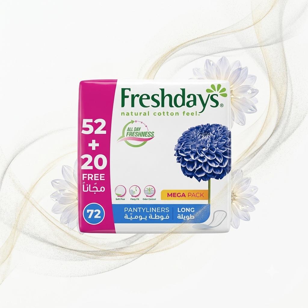 فوط فريش دايز اليومية الطويلة (Freshdays Long) – 72 قطعة
