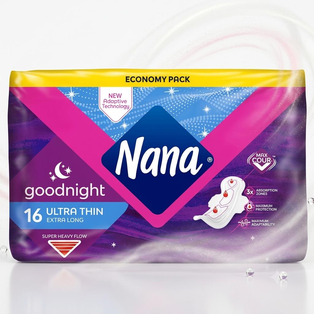 فوط نانا الليلية فائقة النحافة طويلة (Nana Goodnight Ultra Thin Extra Long) – 16 قطعة