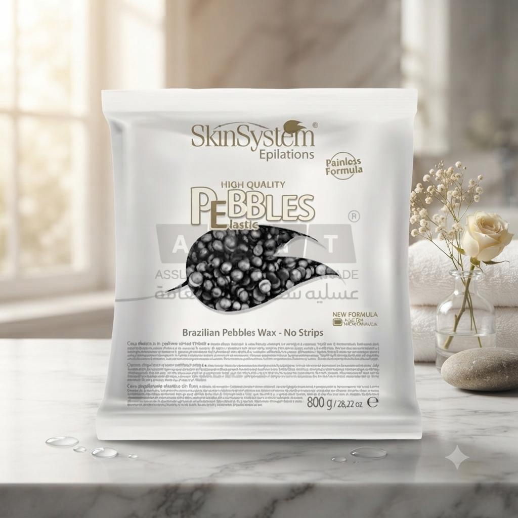 شمع SkinSystem Brazilian Pebbles الأسود – بدون شرائح (800 جم)