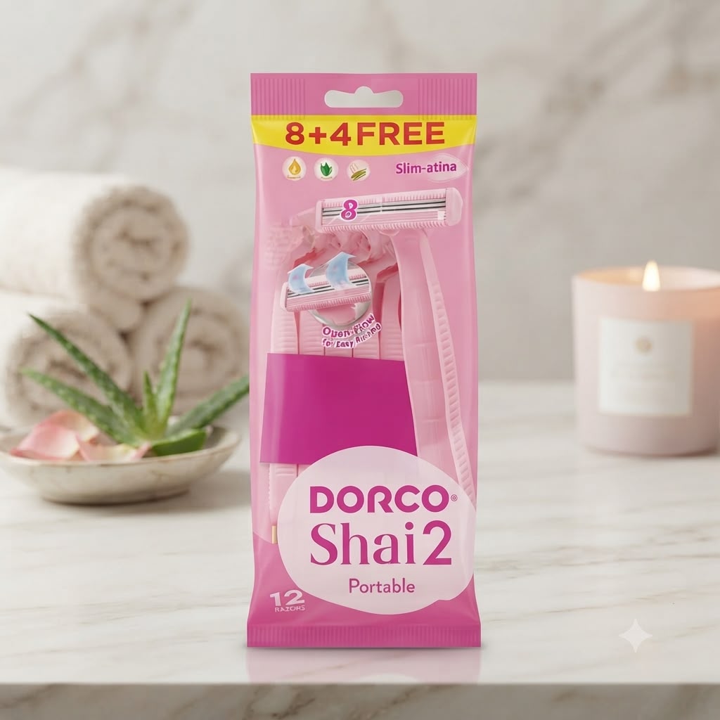 شفرات حلاقة Dorco Shai 2 النسائية – 12 شفرة (8+4 مجانًا)